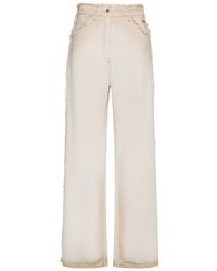 MSGM - | Jeans in cotone con effetto sfumato e bordi sfrangiati | female | BEIGE | 42 - Lyst