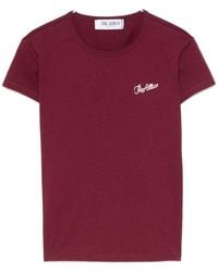 The Attico - Bordeauc Cotton T-Shirt With Embroidered Logo - Lyst