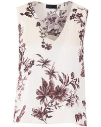 Liu Jo - Blusa A Maniche Corte Con Stampa Floreale Marrone - Lyst