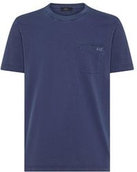 Fay - | T-shirt in cotone con tasca e logo frontale | male | BLU | XL - Lyst