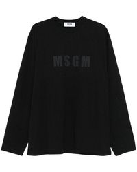 MSGM - Cotton T-Shirt With Front Printed Logo - Lyst