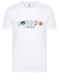 Moschino - | T-shirt in cotone con stampa logo e teddy bear | male | BIANCO | XL - Lyst