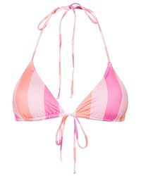 Mc2 Saint Barth - | Top bikini triangolo a strisce | female | ROSA | M - Lyst