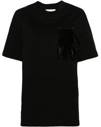 Jil Sander - | T-shirt in cotone con piume sul petto | female | NERO | S - Lyst