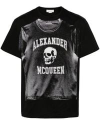 Alexander McQueen - | T-shirt in cotone con stampa grafica frontale | male | NERO | M - Lyst