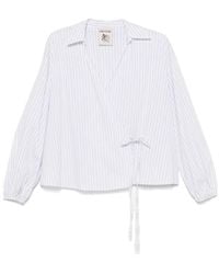 Semicouture - Charlene Wrap Striped Blouse - Lyst