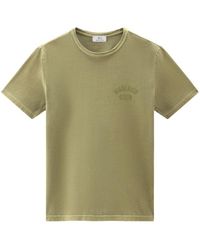 Woolrich - | T-shirt in cotone con logo stampato frontale | male | VERDE | XL - Lyst