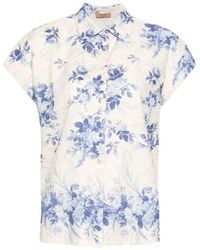 Twin Set - | Camicia in lino e cotone con stampa a fiori | female | BIANCO | 46 - Lyst