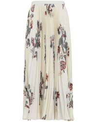 Etro - Pleated Midi Skirt With Floral Print - Lyst