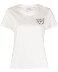 Pinko - | T-shirt logo strass | female | BIANCO | XS - Lyst