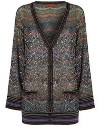 Missoni - Multicolour Chevron-Pattern Cardigan With Shimmering Detail - Lyst
