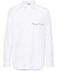 Paul Smith - | Camicia in cotone con logo ricamato | male | BIANCO | S - Lyst