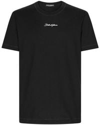 Dolce & Gabbana - | T-shirt in cotone con logo stampato frontale | male | NERO | 54 - Lyst