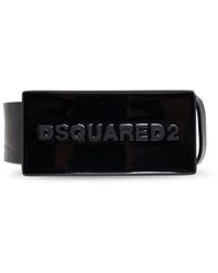 DSquared² - Leather Belt With Logo Plaque Closure - Lyst