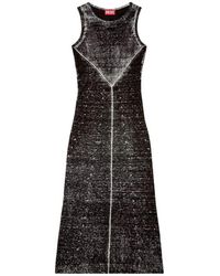 DIESEL - 'M-Rab' Midi Dress Made Of Linen Yarn - Lyst