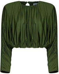 Self-Portrait - Crop Top Verde Increspato - Lyst