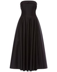 Alberta Ferretti - Strapless Midi Dress With Flared Skirt - Lyst