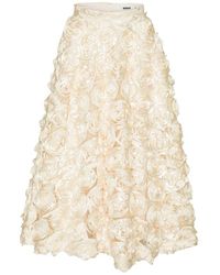 ROTATE BIRGER CHRISTENSEN - Midi Skirt With Rose Appliques - Lyst