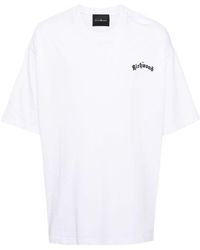 John Richmond - | T-shirt over in cotone con stampa logo | male | BIANCO | S - Lyst