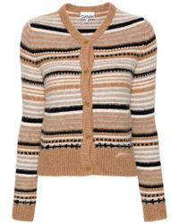 Ganni - | Cardigan in alpaca e lana merino con motivo a righe | female | MULTICOLORE | S - Lyst
