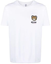 Moschino - | T-shirt stampata Leo Teddy | female | BIANCO | XS - Lyst