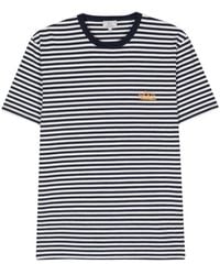 Woolrich - | T-shirt in cotone stretch con motivo a righe e logo | male | BLU | XL - Lyst