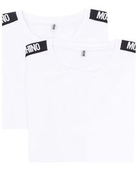 Moschino - | Due t-shirt in cotone con striscia con logo | male | BIANCO | XL - Lyst