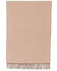 Liu Jo - Sciarpa Color Sabbia Con Logo All-Over E Frange - Lyst