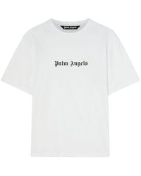 Palm Angels - Weißes T -Shirt mit Logoschriften - Lyst