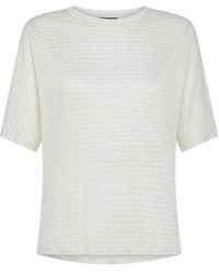 Peuterey - | T-shirt in misto lino e viscosa con motivo a righe | female | BIANCO | M - Lyst