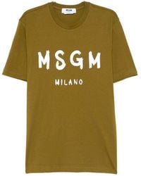 MSGM - Cotton T-Shirt With Front Printed Logo - Lyst