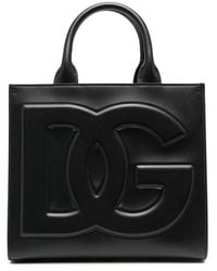 Dolce & Gabbana - | Borsa shopping DG Daily mini in pelle di vitello con logo frontale | female | NERO | UNI - Lyst