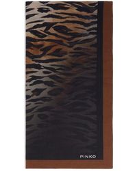 Pinko - Foulard Marrone E Nero Con Stampa Animalier - Lyst