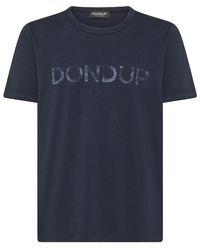 Dondup - | T-shirt in cotone con stampa logo | male | BLU | XL - Lyst