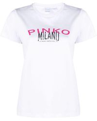 Pinko - | T-shirt con logo | female | BIANCO | XS - Lyst