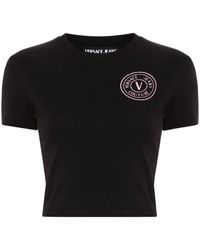 Versace - | T-shirt stampa logo | female | NERO | XS - Lyst