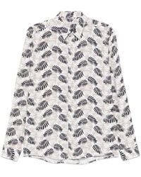 Daniele Alessandrini - Camicia Bianca A Maniche Lunghe Con Stampa Foglie - Lyst