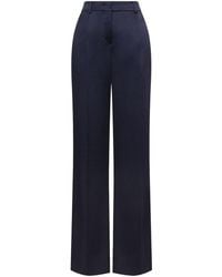 Alberta Ferretti - Satin Finish Silk-Blend Trousers - Lyst