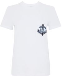 Max Mara - Acacia Cotton T-Shirt With Embroidered Anchor - Lyst