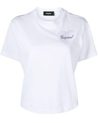 DSquared² - | T-shirt cuore | female | BIANCO | XS - Lyst