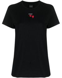 Pinko - | T-shirt stampa cuori | female | NERO | XS - Lyst