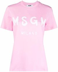 MSGM - T-Shirt A Maniche Corte Con Stampa - Lyst