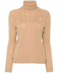 Polo Ralph Lauren - Camel Cable Knit Turtleneck Sweater - Lyst