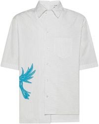Lanvin - | Camicia in cotone con ricamo uccello laterale | male | BIANCO | 40 - Lyst