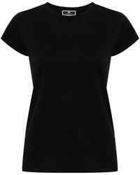 Elisabetta Franchi - | T-shirt ricamo logo | female | NERO | 44 - Lyst