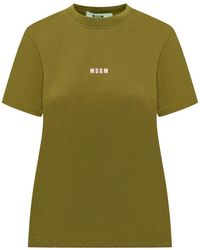 MSGM - Cotton Crew-Neck T-Shirt With Logo - Lyst