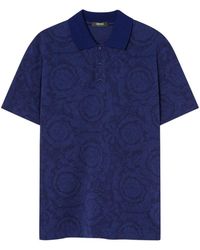 Versace - Deep Piqué Cotton Polo Shirt - Lyst