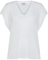 Dondup - | T-shirt con scollo a V in modal | female | BIANCO | XS - Lyst