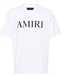 Amiri - | T-shirt in cotone con stampa logo frontale | male | BIANCO | S - Lyst