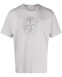 Stone Island - | T-shirt con logo | male | GRIGIO | XXL - Lyst